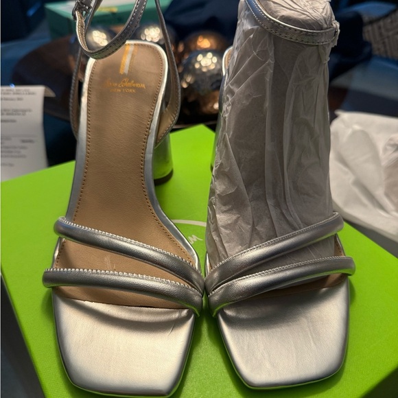 Sam Edelman Silver Sculptural Heels with Ankle Strap - Picture 2 of 10